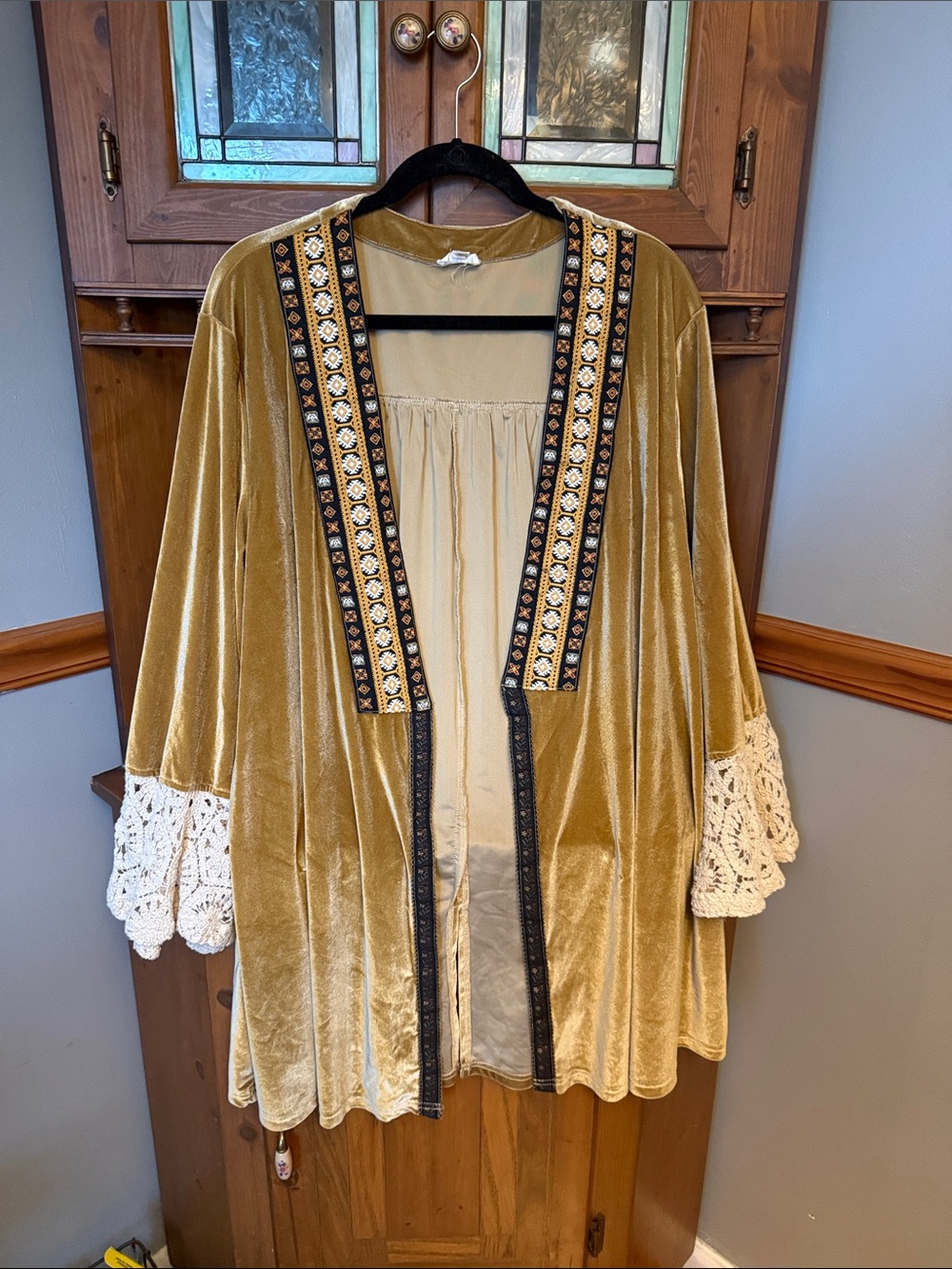 Stunning POL Open-Front Velvet Boho Cardigan / Kimono Boho Velvet M